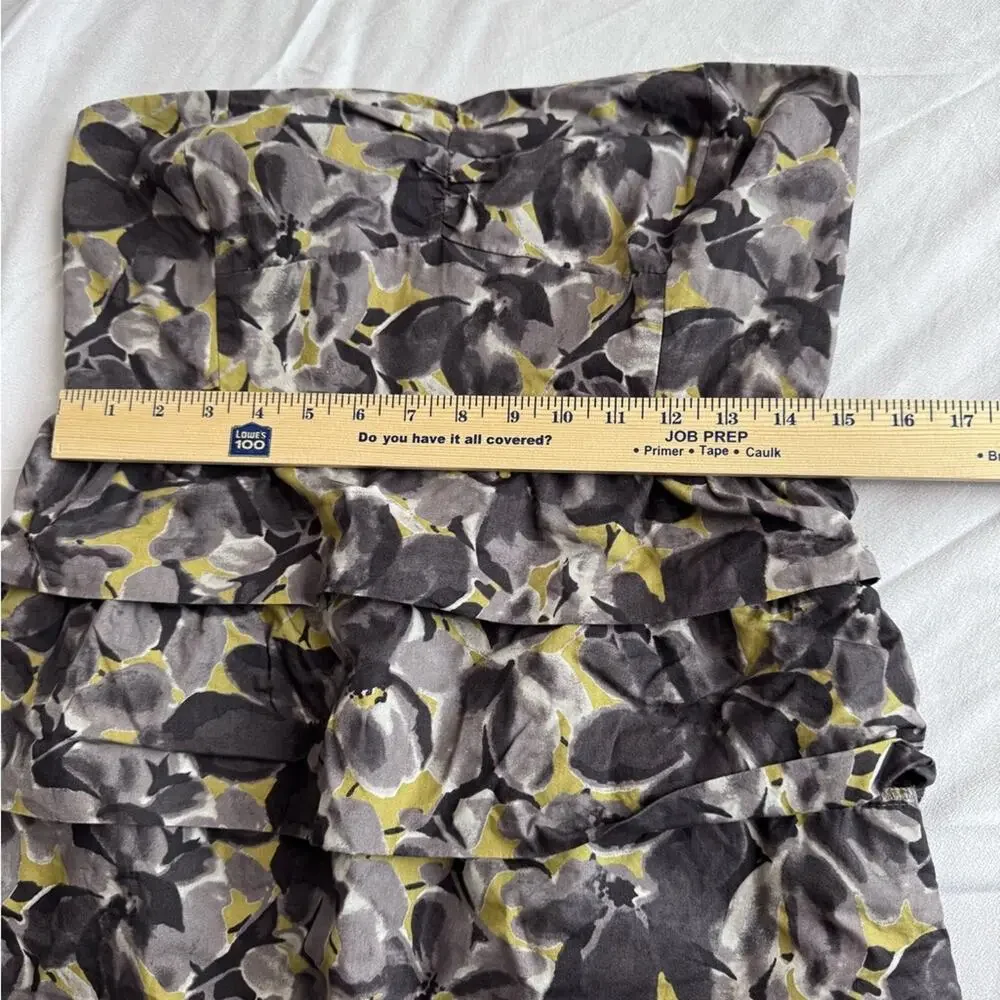 J. Crew Strapless Purple Yellow Tiered Cotton‎ 100% Floral Sz 8 Wedding